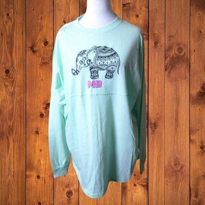 GJC Myrtle Beach Oversized Small Long Sleeve Pale Green Pullover Elephant NEW